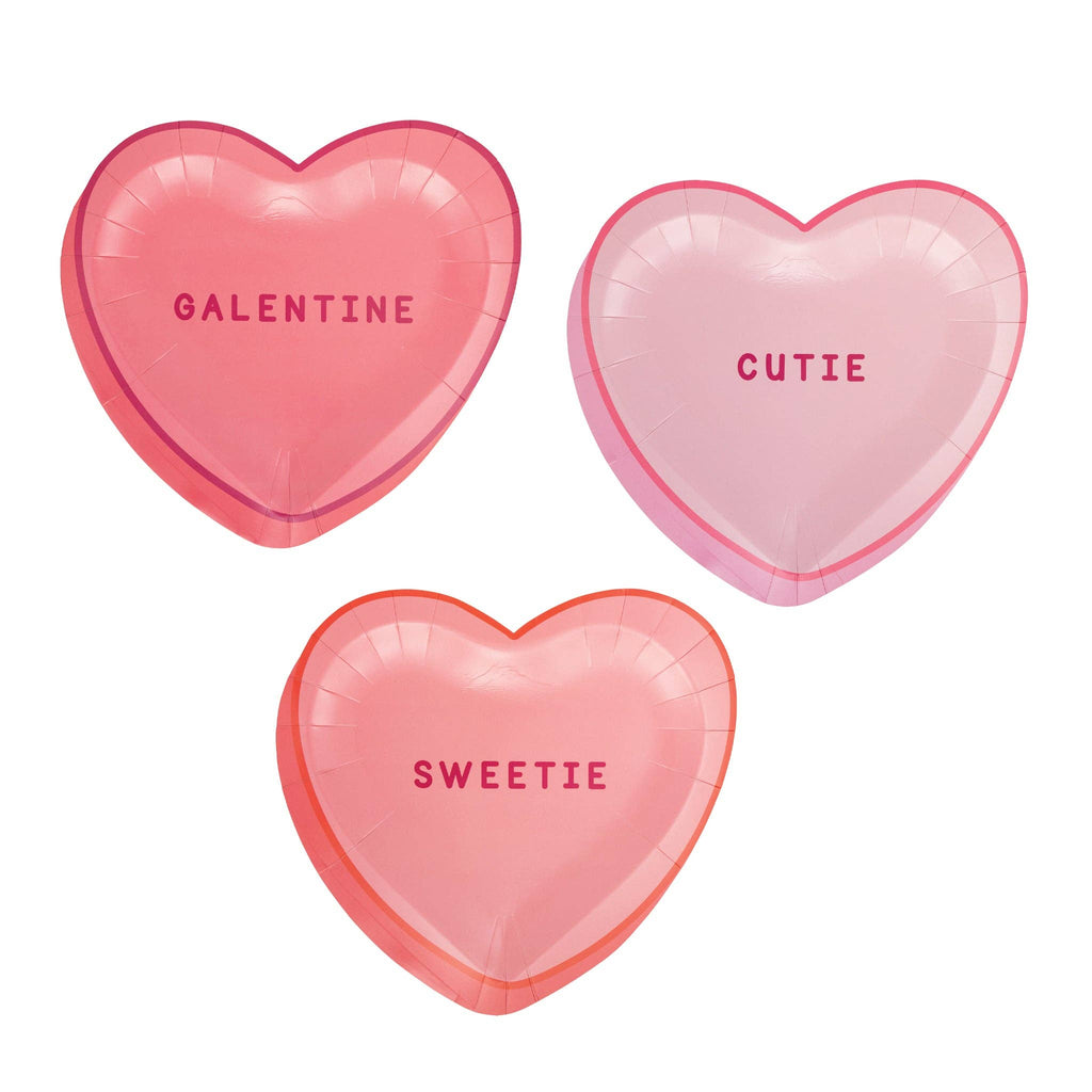 Pink Conversation Hearts Paper Plate Set