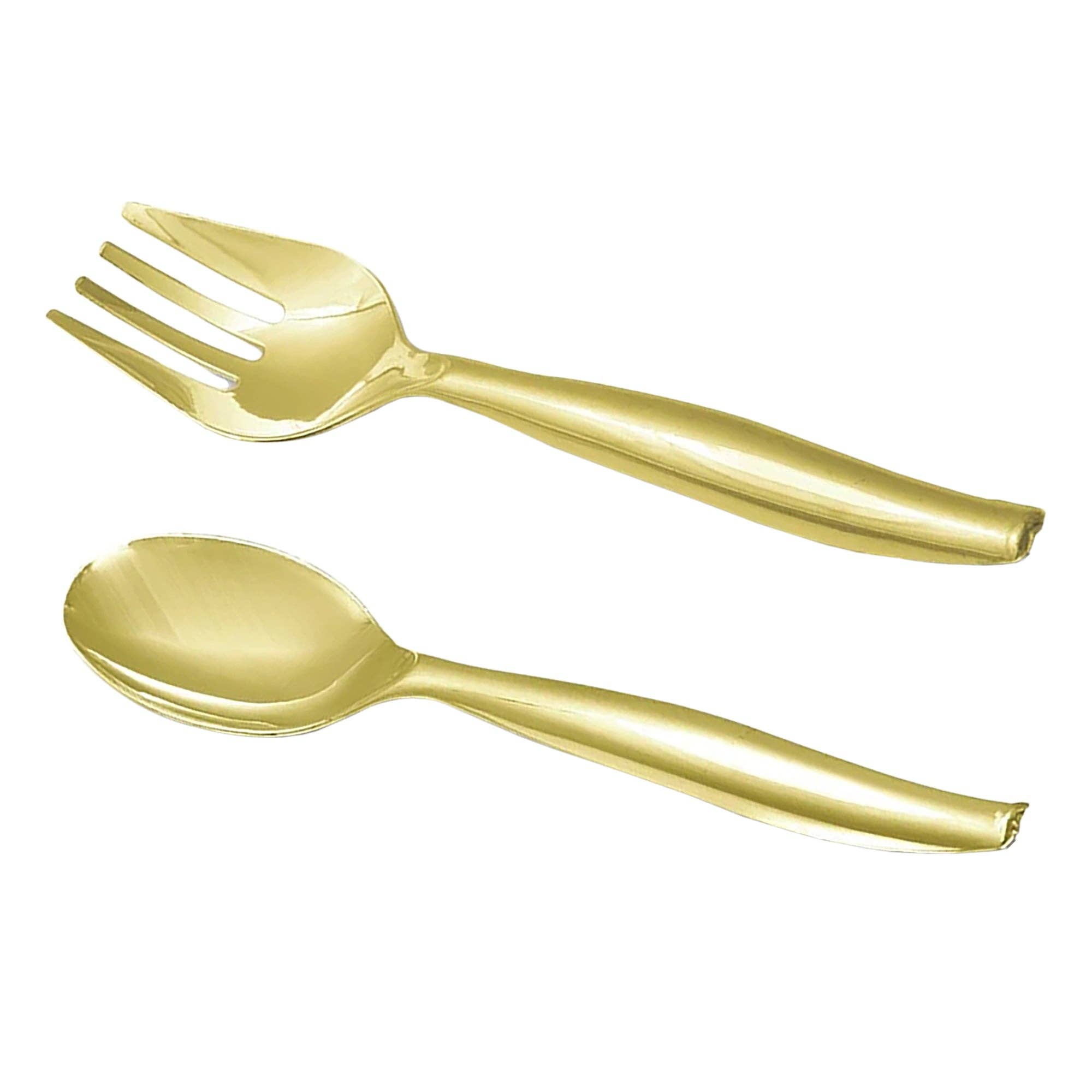 Gold Disposable Plastic Serving Flatware Set