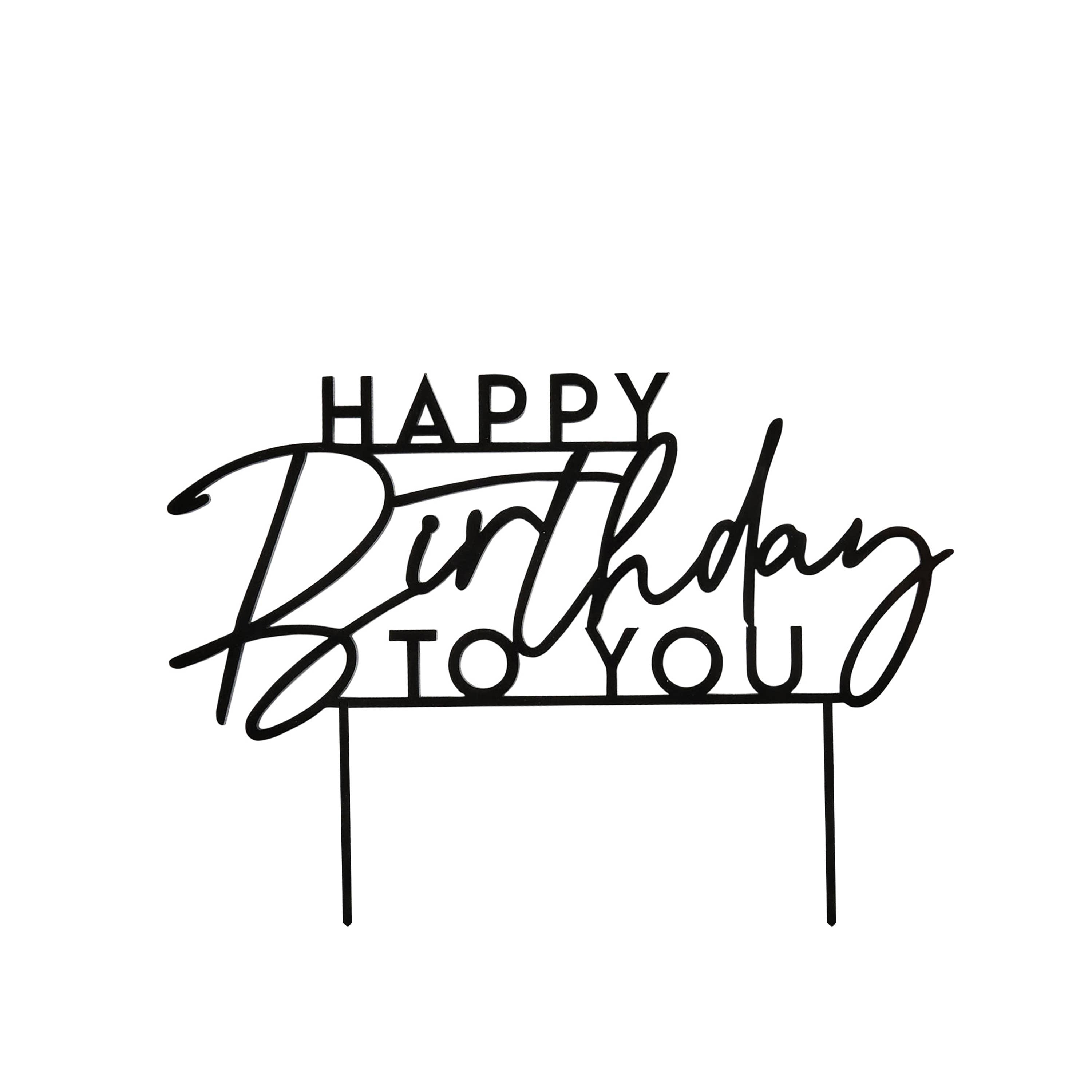 Black 'Happy Birthday To You' Cake Topper