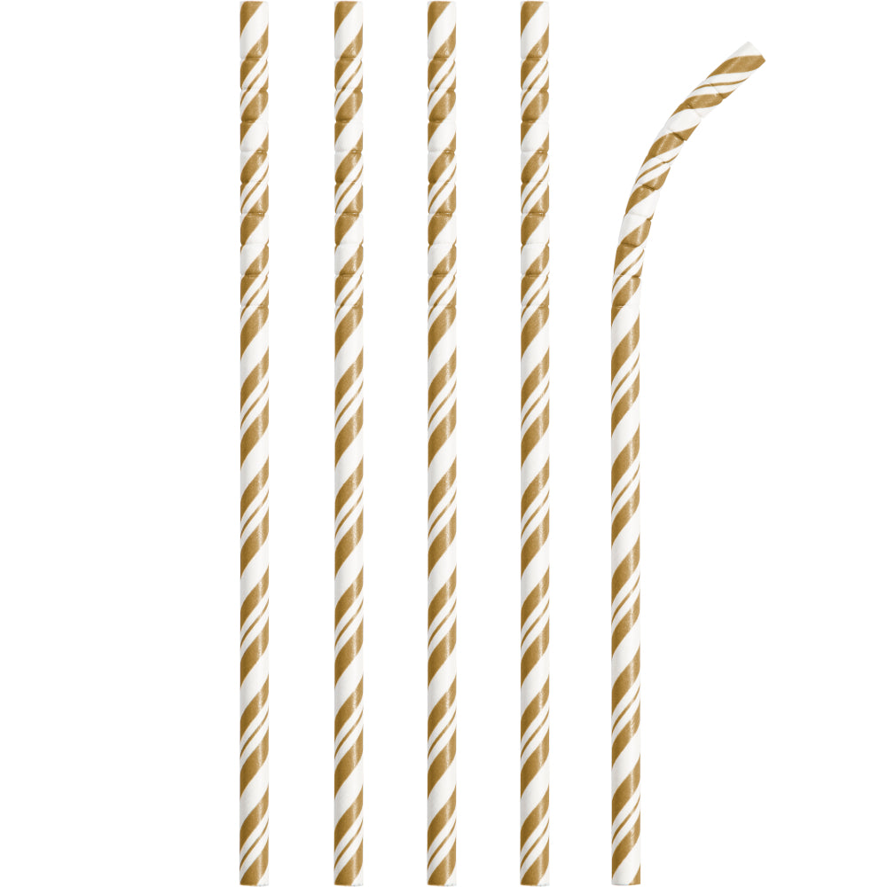 Gold and White Striped Straws