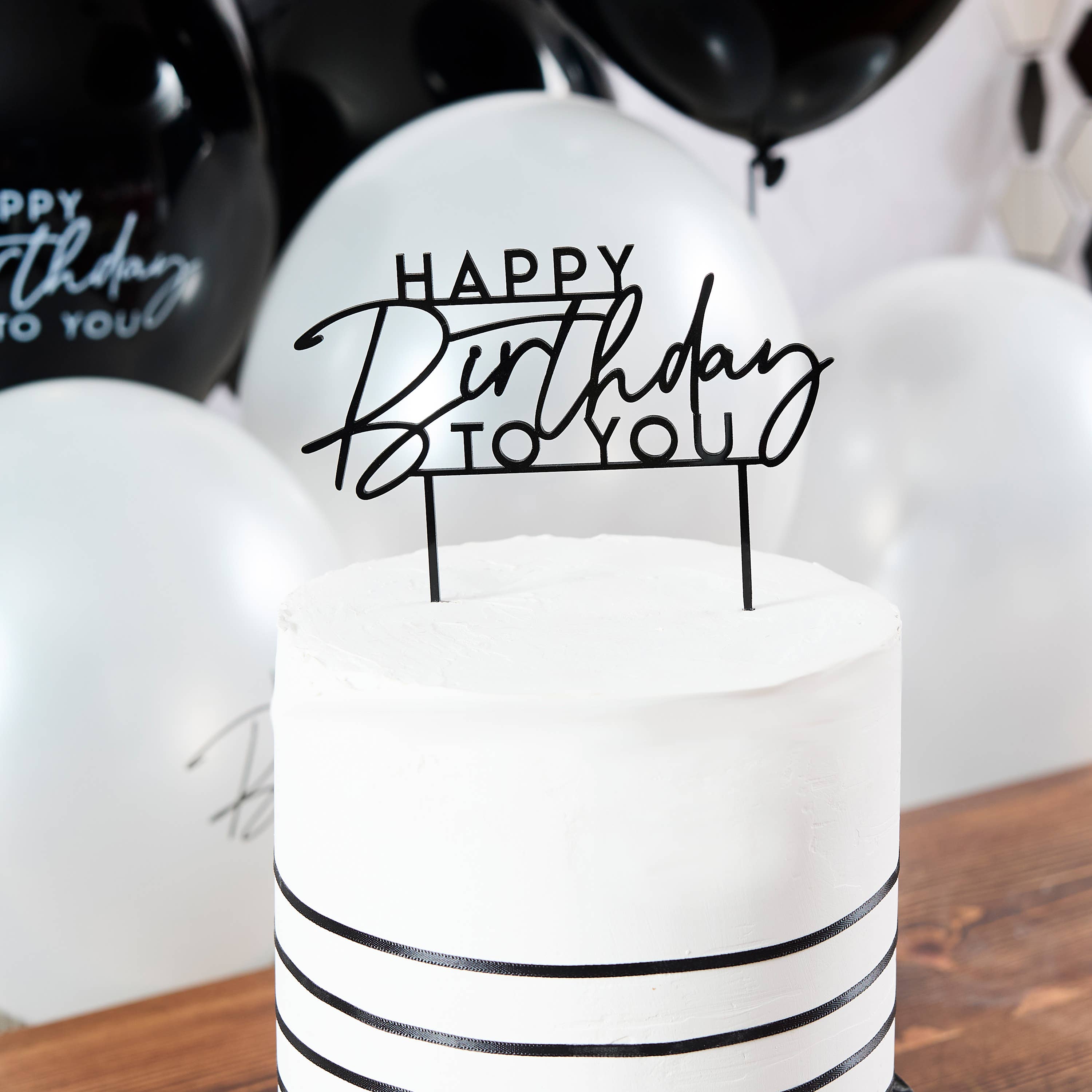 Black 'Happy Birthday To You' Cake Topper