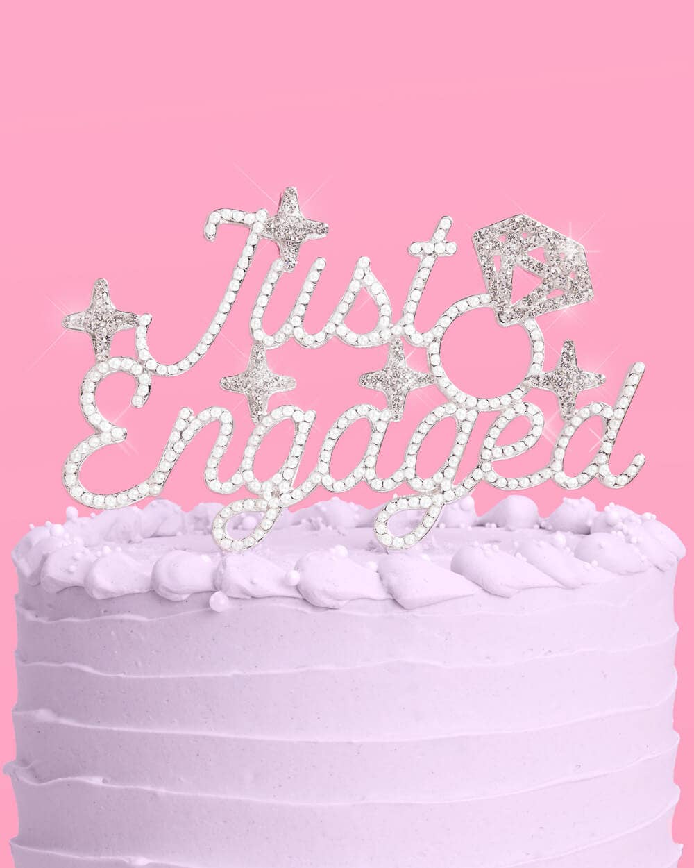 Just Engaged Topper Pearl + Crystal Cake Topper