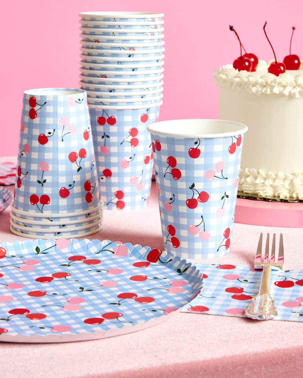 Cherry Gingham Paper Cups