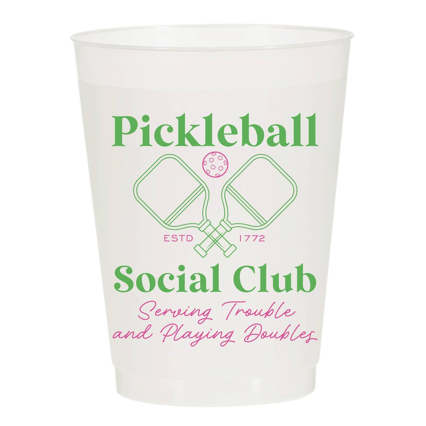 Pickleball Social Club Double Set Frosted Cups - Set of 10