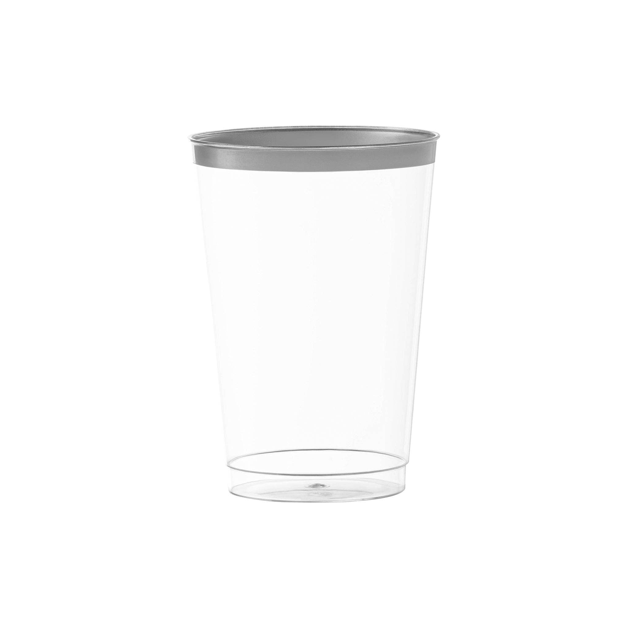 12 oz. Clear w/ Metallic Silver Rim Round Tumblers