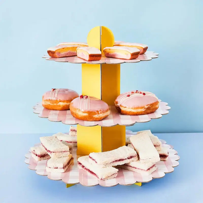 Gingham 3-Tier Cake Stand