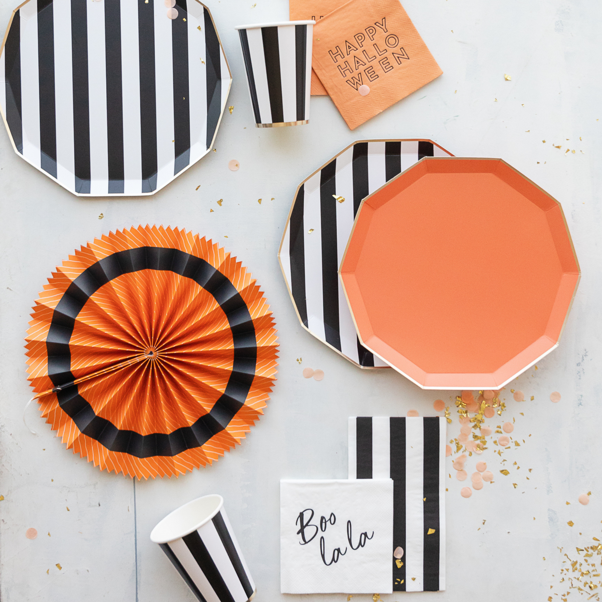 Black + White Cabana Stripe Cups