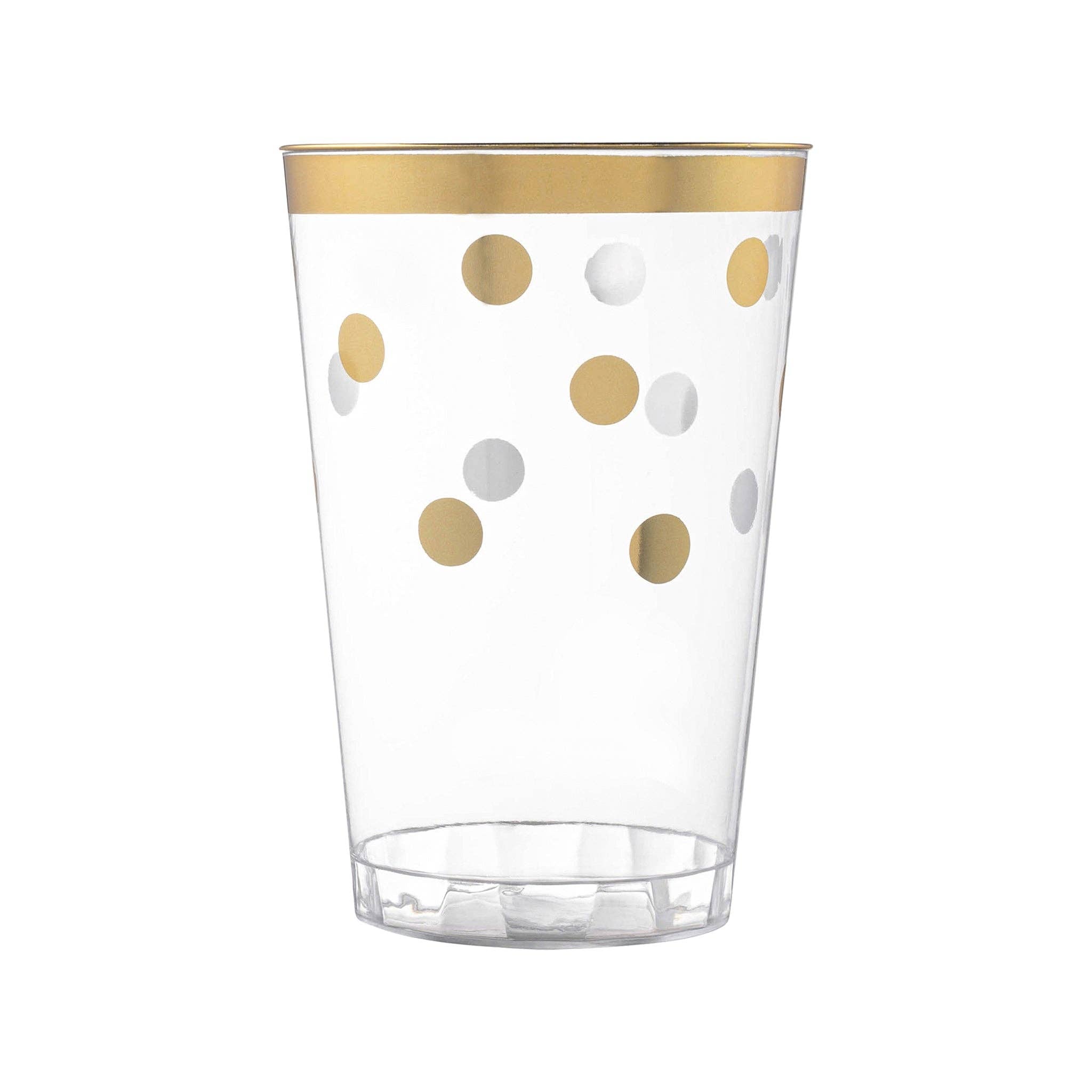 12 oz. Clear with Gold Dots Round Plastic Tumblers