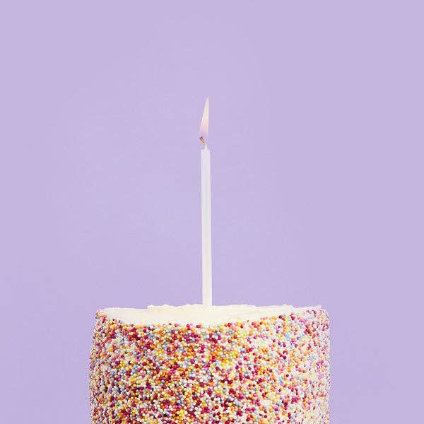 White Skinny Candles & Holders - Set of 12