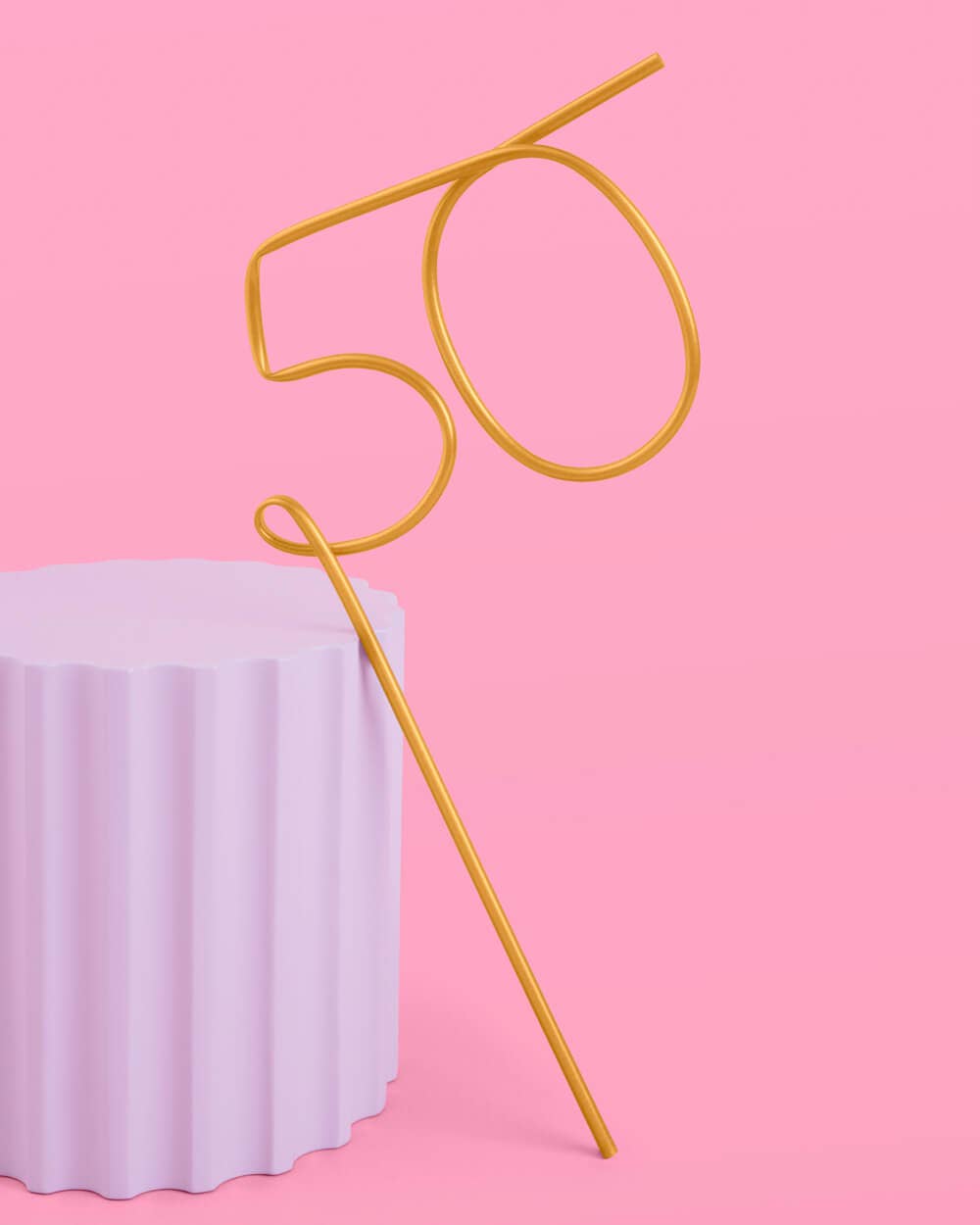 Gold 50th Birthday Straw