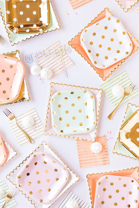 Cream Polka Dot Dessert Plates