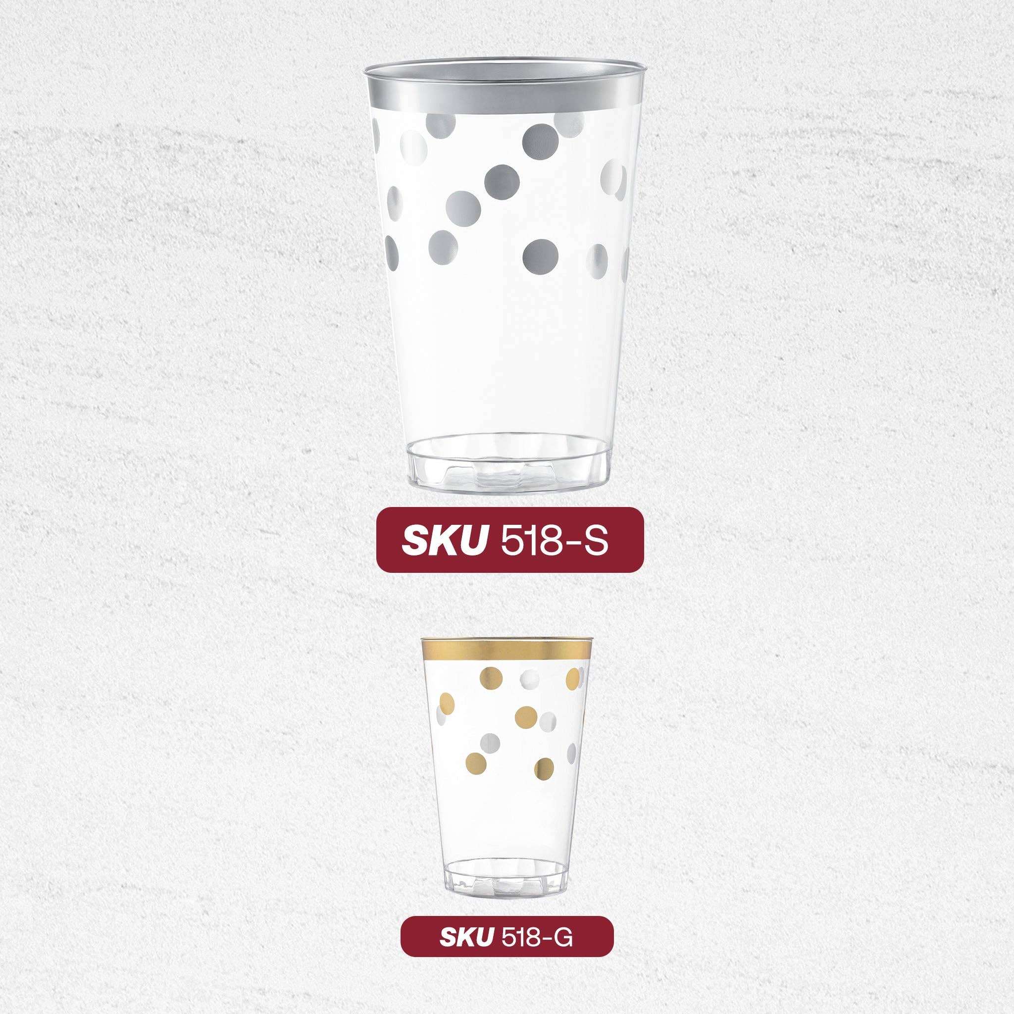 12 oz. Clear with Silver Dots Plastic Tumblers