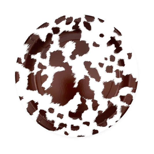 Brown Cowhide Dinner Plates - Set of 8