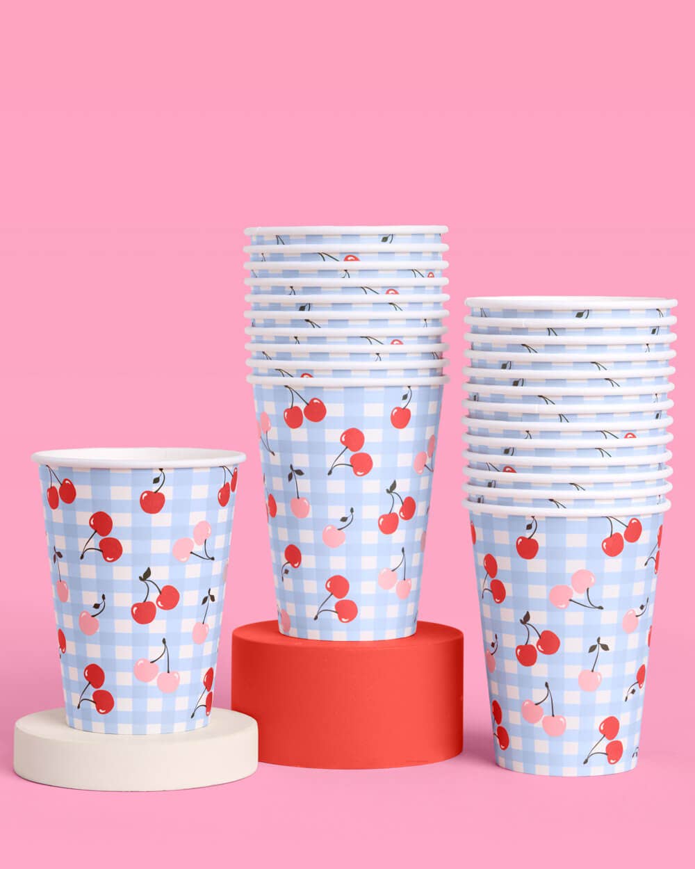 Cherry Gingham Paper Cups