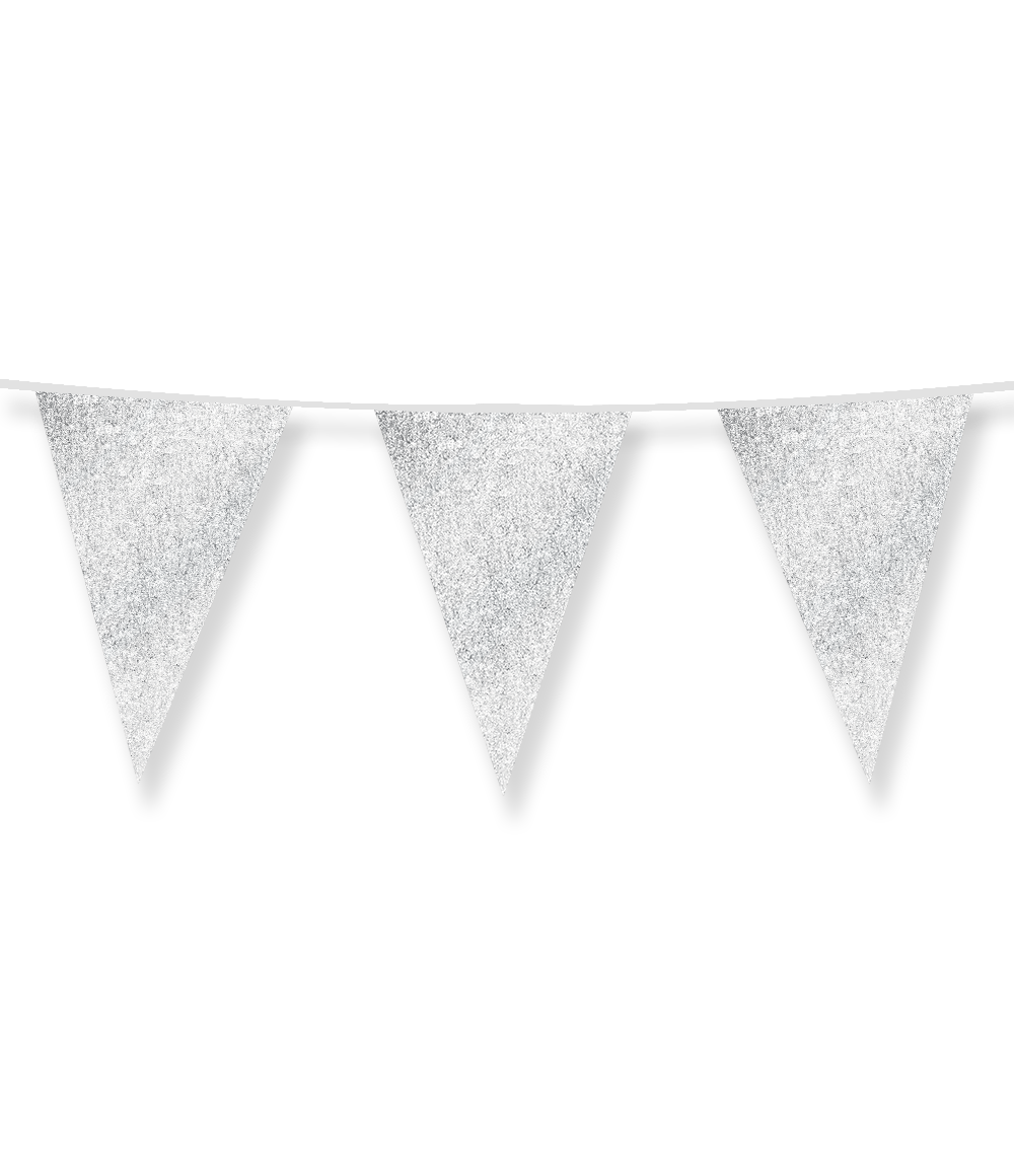Silver Glitter Flags