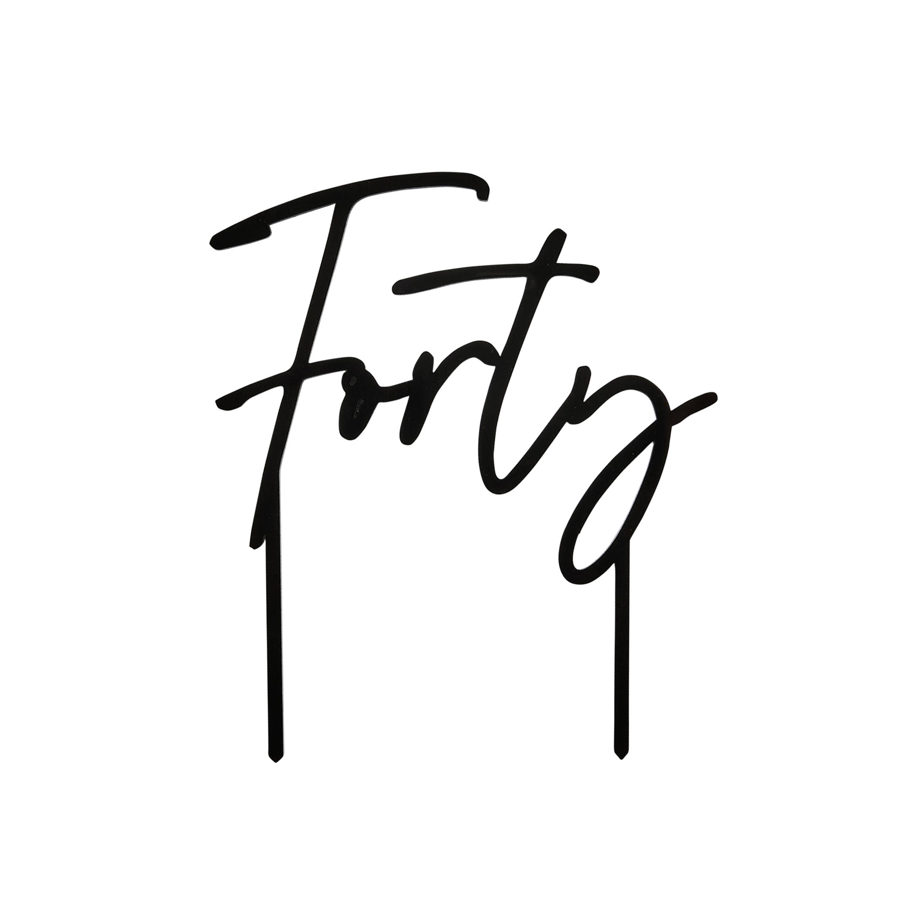 Black 'Forty' Acrylic Cake Topper