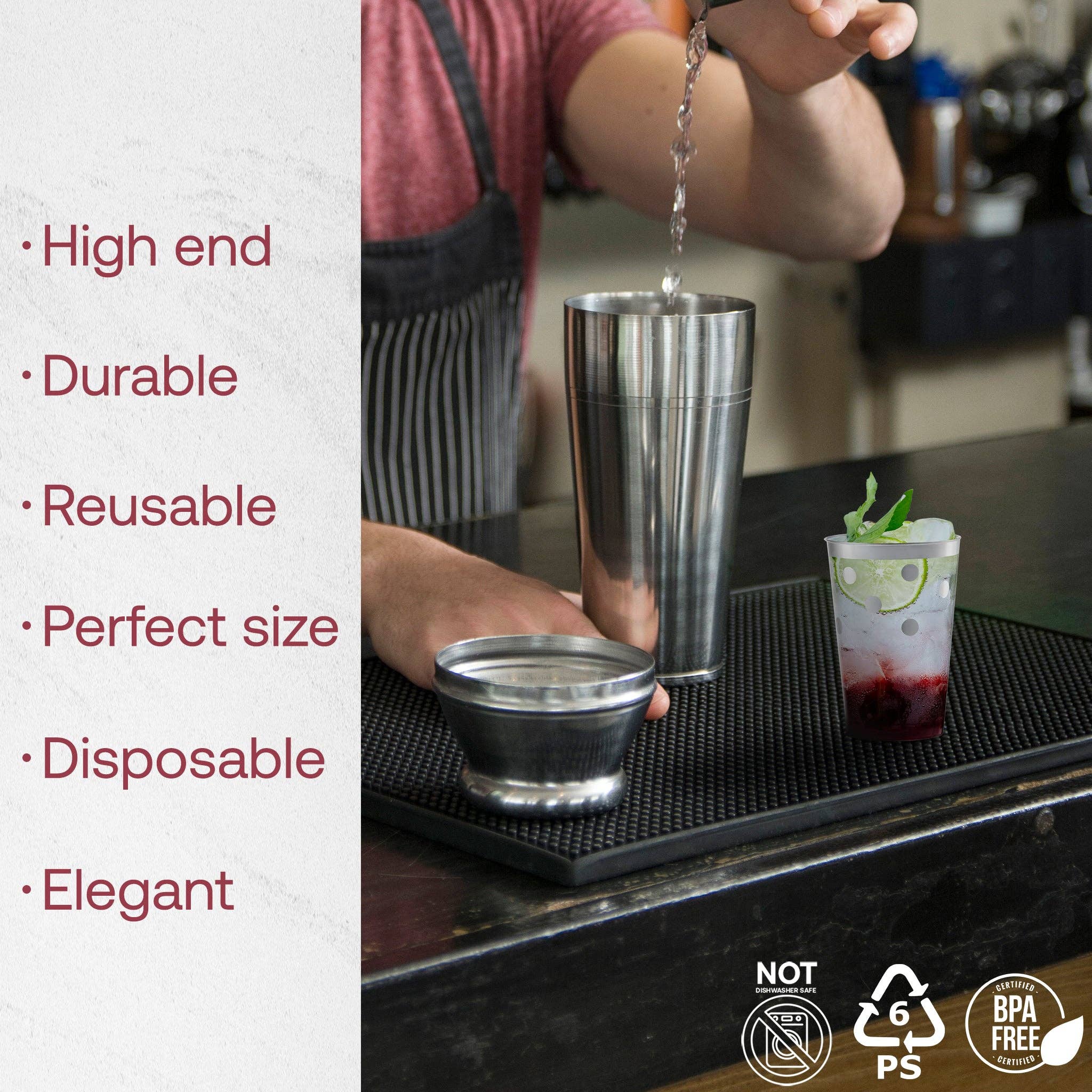 12 oz. Clear with Silver Dots Plastic Tumblers