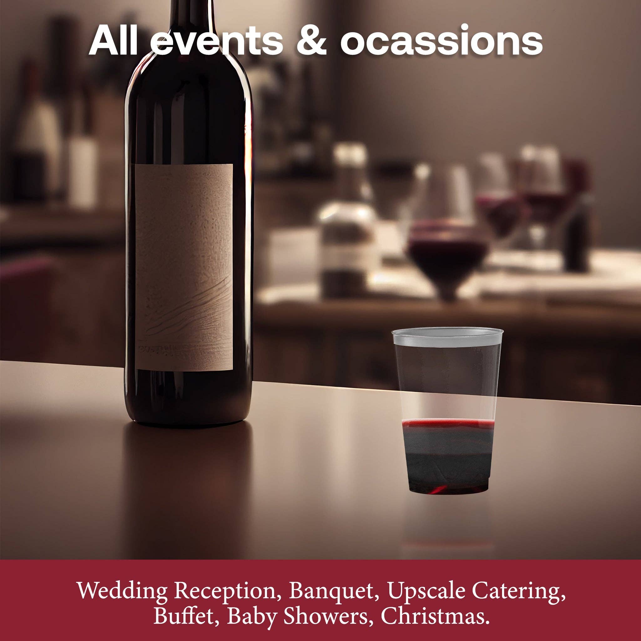 12 oz. Clear w/ Metallic Silver Rim Round Tumblers