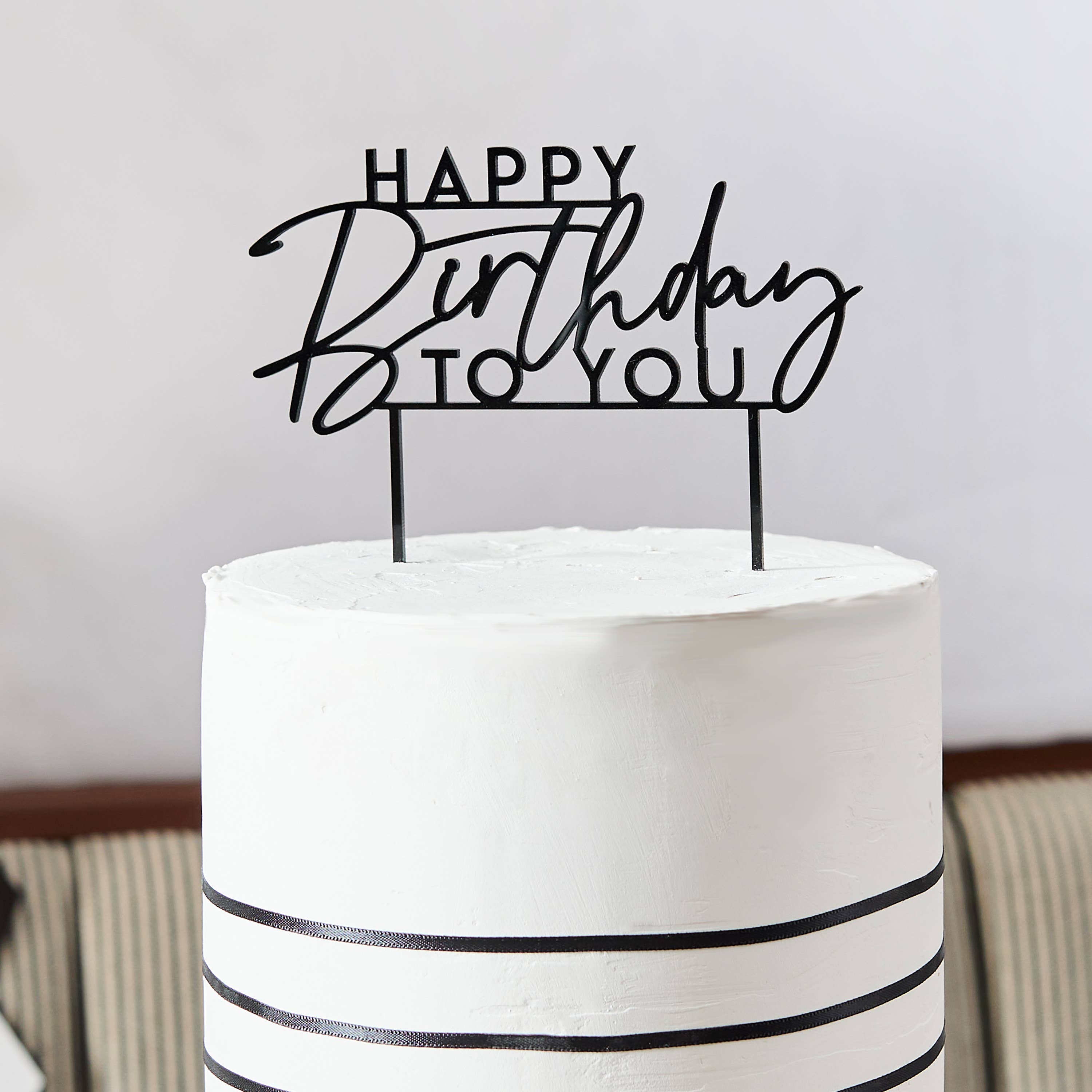 Black 'Happy Birthday To You' Cake Topper