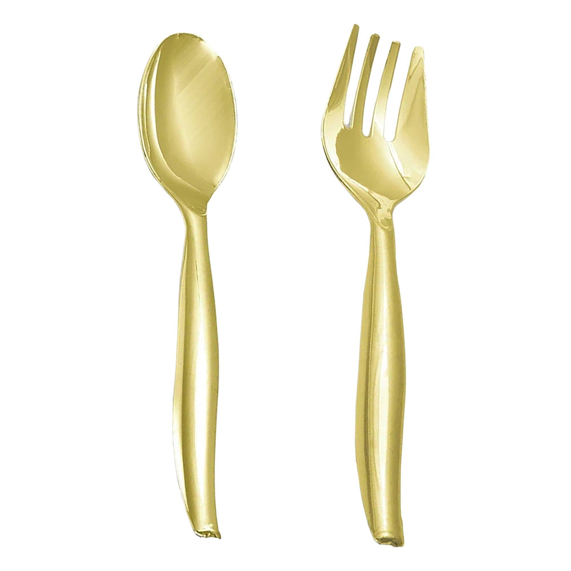 Gold Disposable Plastic Serving Flatware Set