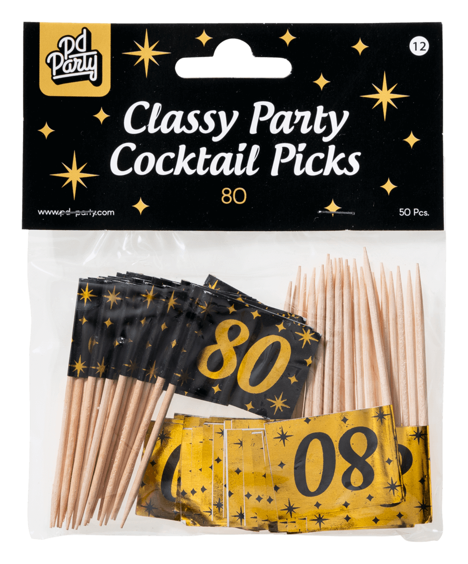 Cheers to 80 Years Cocktail Picks