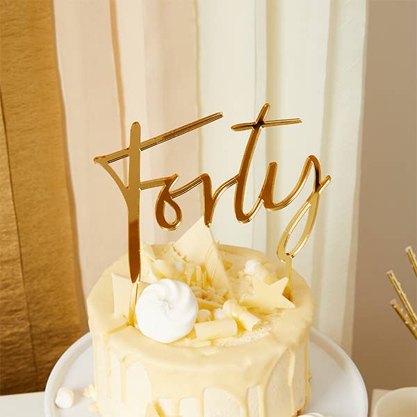Gold 'Forty' Cake Topper