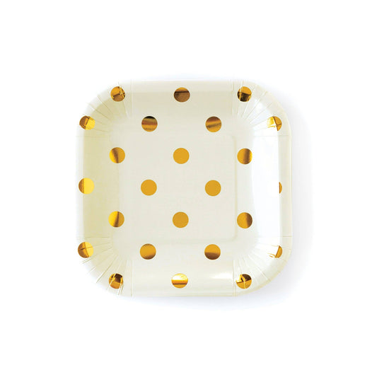 Cream Polka Dot Dessert Plates