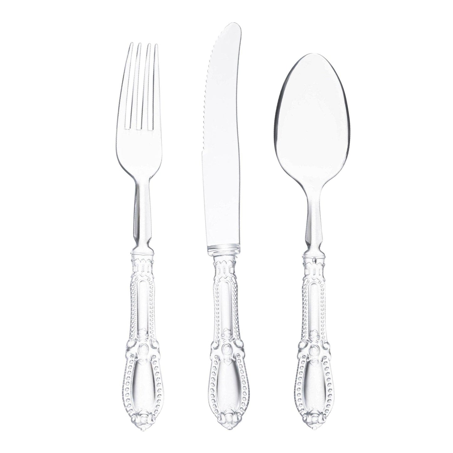 Clear Baroque Disposable Plastic Cutlery Set - 20 Guests