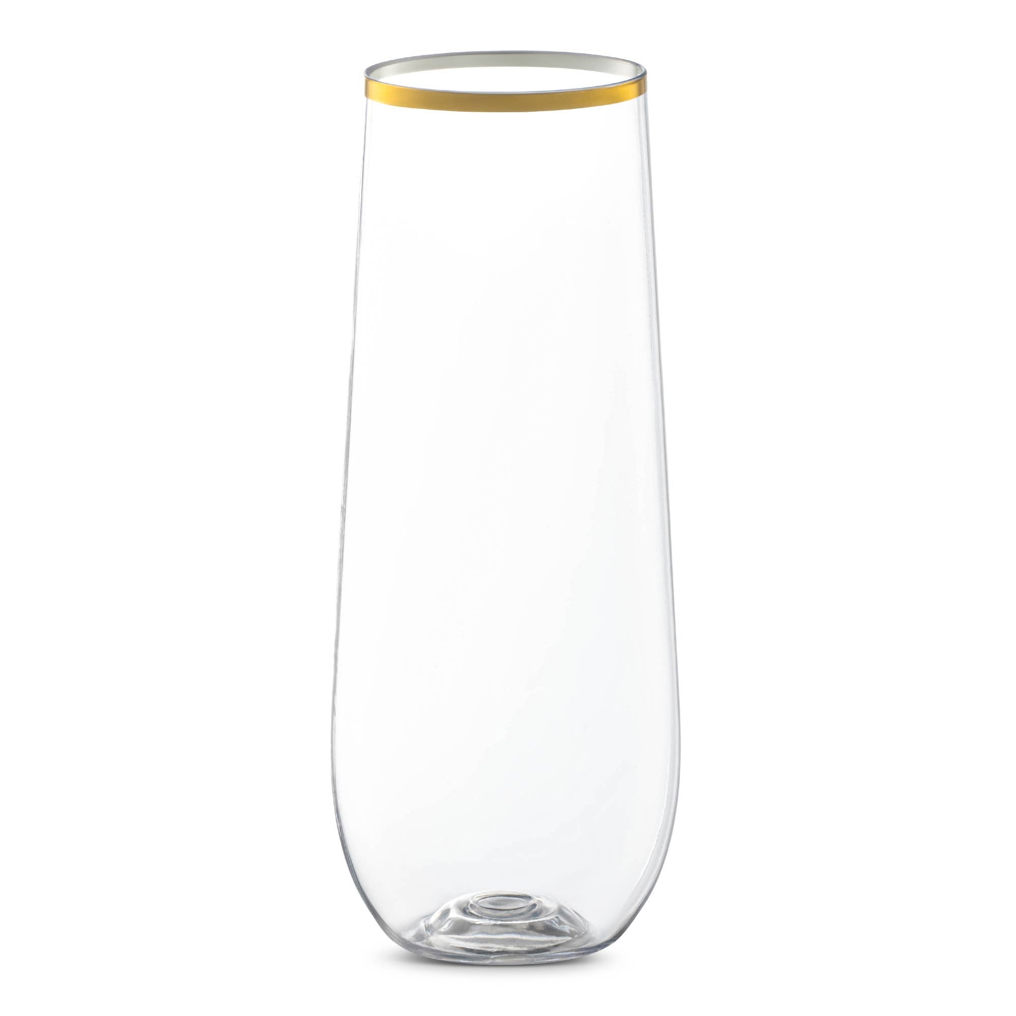 9 oz. Clear with Gold Plastic Champagne Flutes