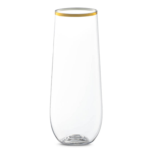 9 oz. Clear with Gold Plastic Champagne Flutes