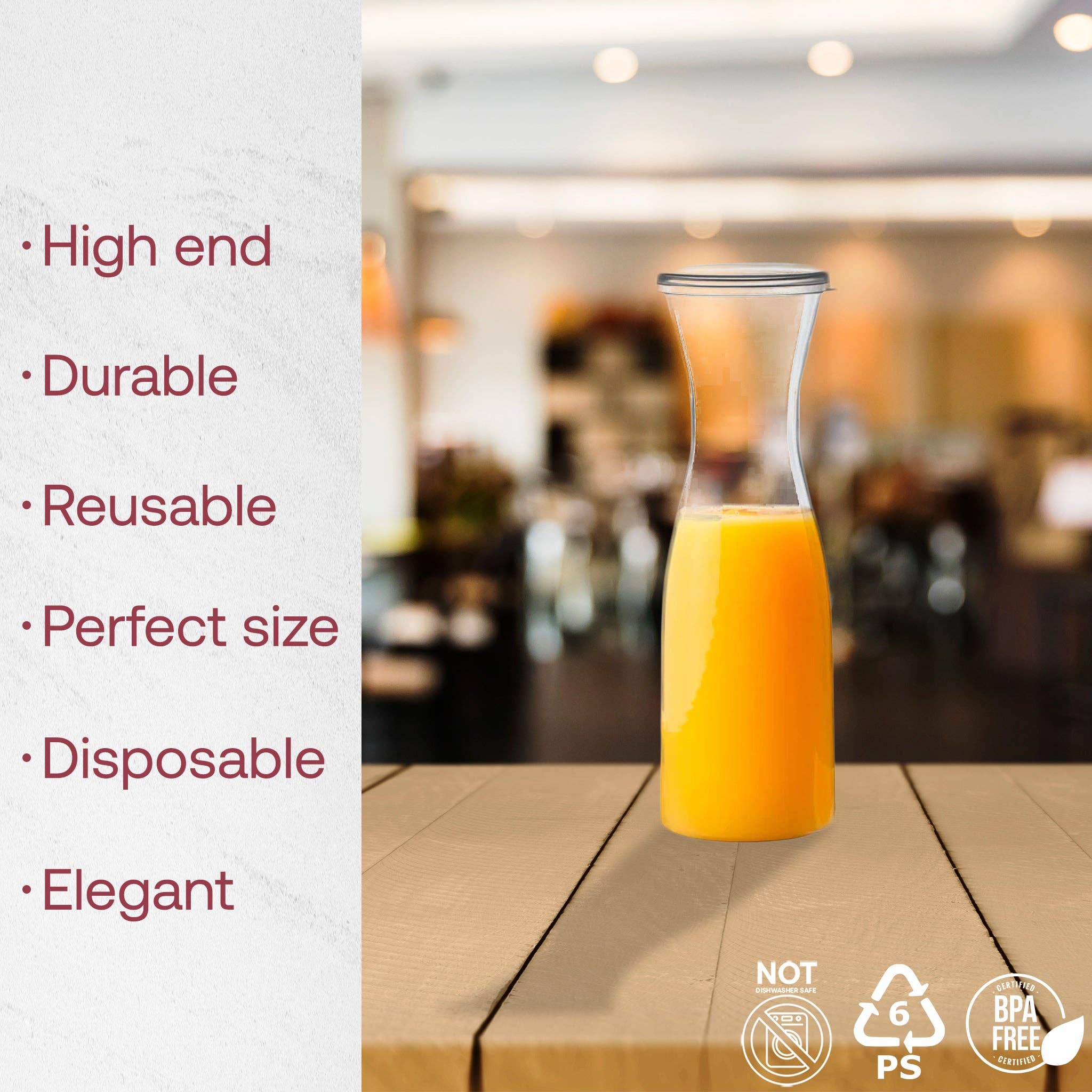 35 oz. Clear Large Plastic Wine Carafe with Lid