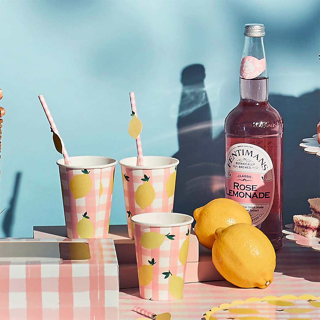 Lemon & Gingham Paper Cups