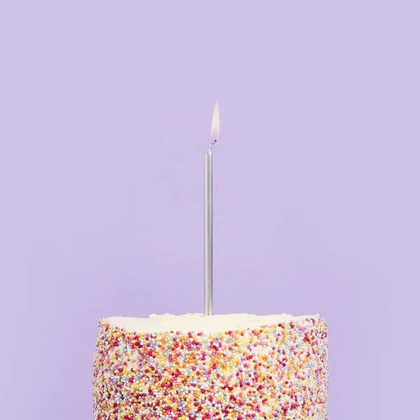 Silver Skinny Candles & Holders 12 Pack