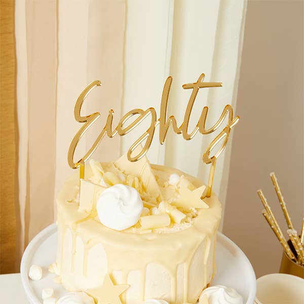Gold 'Eighty' Cake Topper