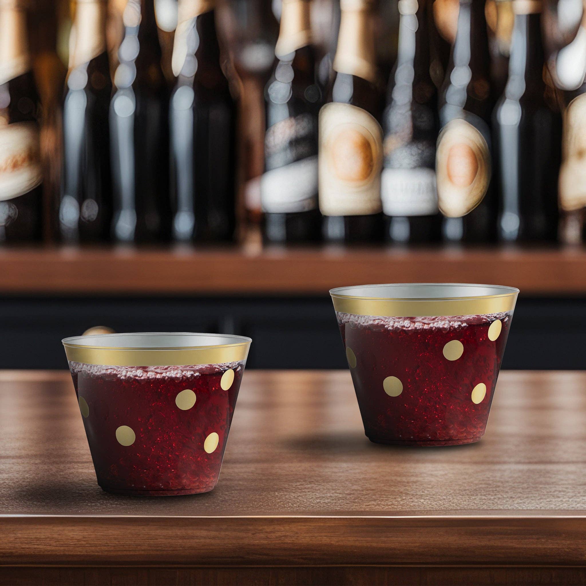 8 oz. Clear with Gold Dots Plastic Party Cups