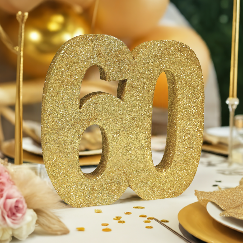 3-D Glittered "60" Centerpiece