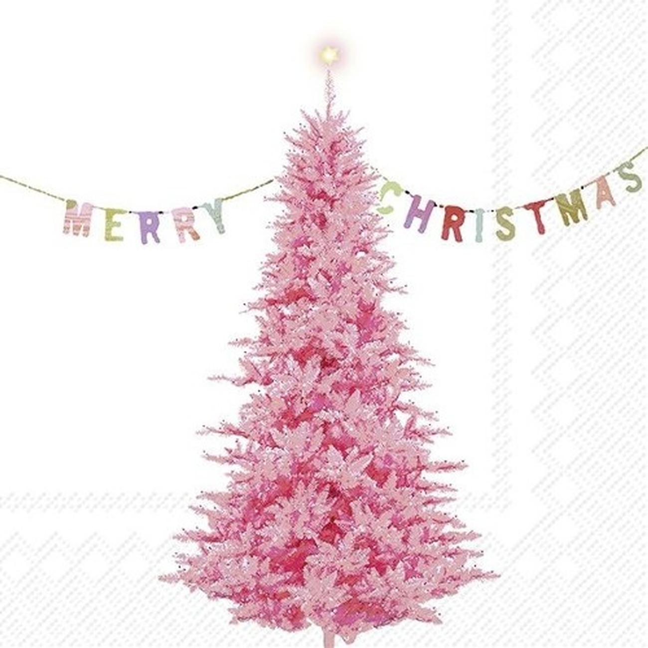 Pink Christmas Tree Dinner Napkins